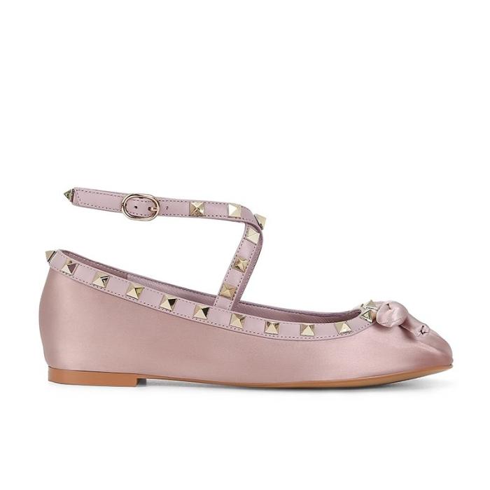 Femme Ballerines en jean à finitions en cuir et en satin Rockstud | Chaussures Plates Chaussures Femme Chaussures Plates