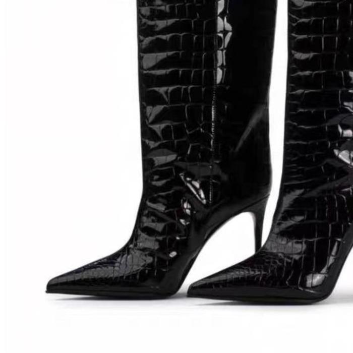 Femme Bottes en cuir effet croco | Bottes et Bottines Bottes et Bottines Bottes et Bottines