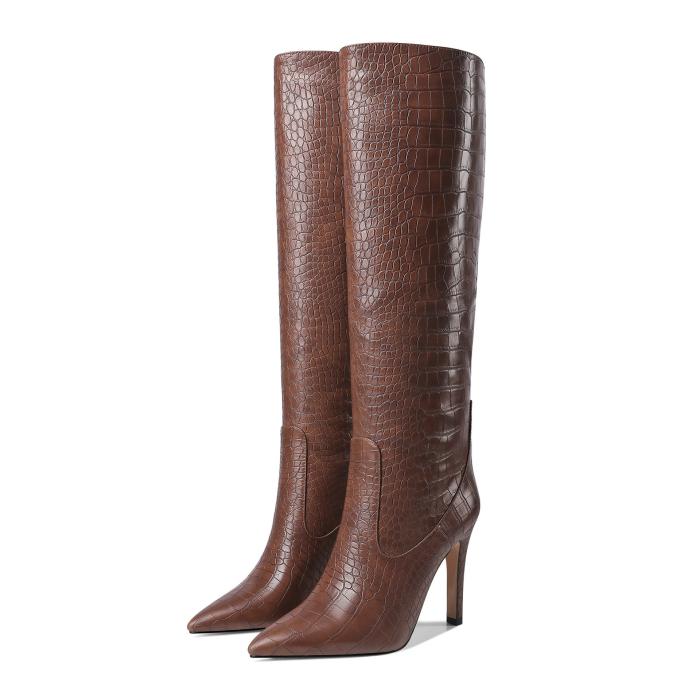 Femme Bottes en cuir effet croco | Bottes et Bottines Bottes et Bottines Bottes et Bottines