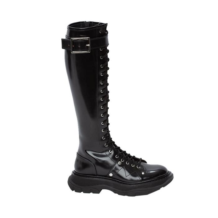 Femme Bottes en cuir glacé à semelles oversize | Bottes et Bottines Bottes et Bottines Bottes et Bottines