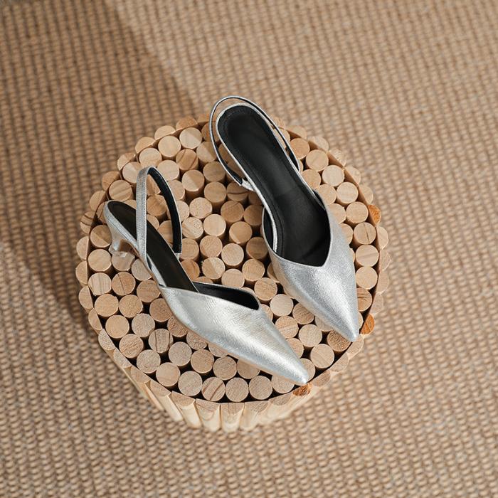 Femme Escarpins à brides arrière en cuir métallisé Baten | Escarpins Chaussures Femme Escarpins