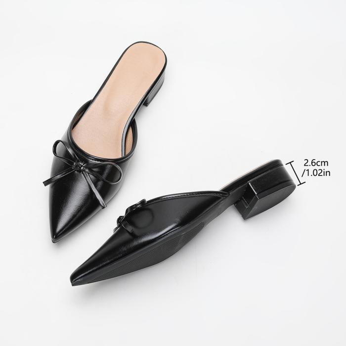 Femme Mules en cuir froissé à nœuds Knife | Escarpins Chaussures Femme Escarpins