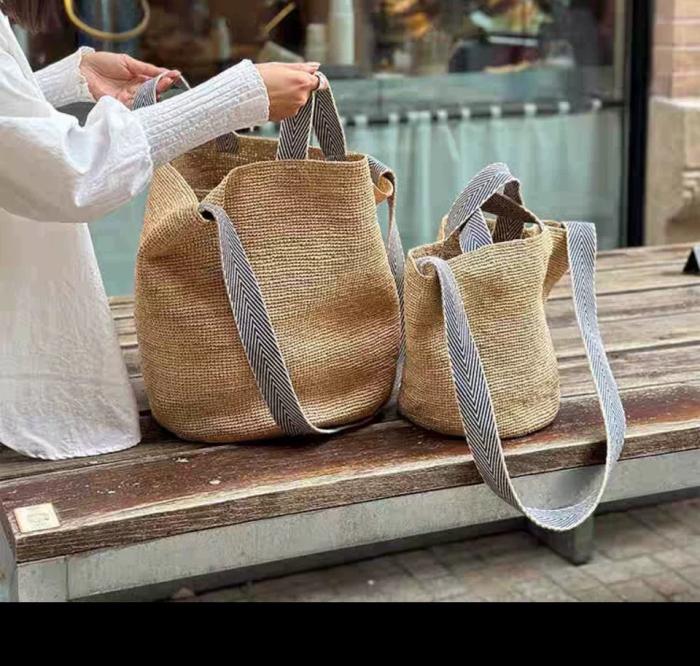 Femme Sac à main en raphia tressé à finitions en cuir Slit x Paula’s Ibiza | Sacs à Main Sacs à Main Femme