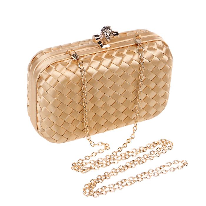 Femme Sac porté épaule en cuir intrecciato Chain Knot With Chain | Sacs de Soirée Pochettes Femme